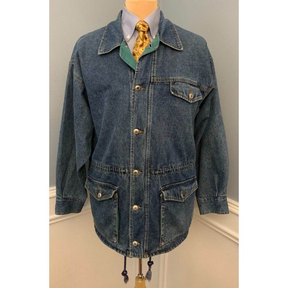 Vintage FILA Jacket Mens L Denim Chore Barn Field Ranch Button Workwear Outdoor